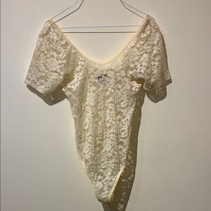 Victoria's Secret Cream Lace Bodysuit - M